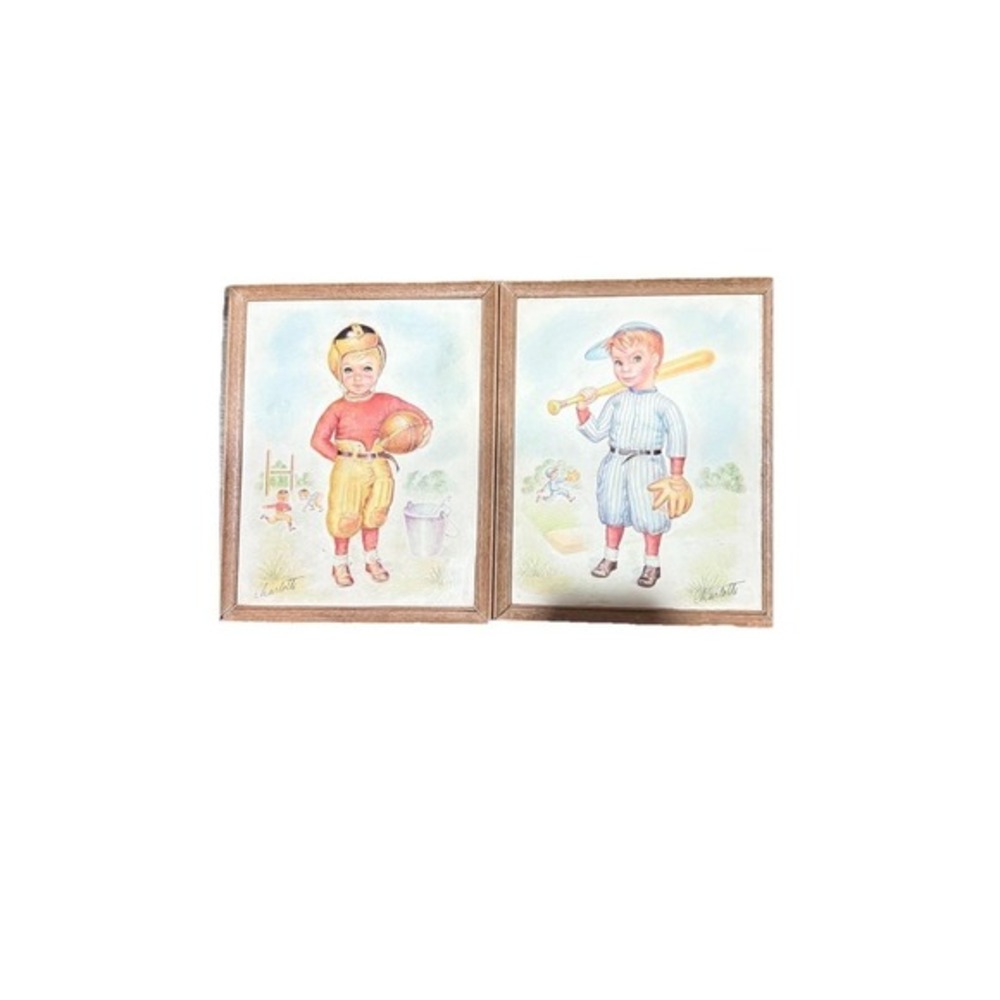 Vtg Charlotte‎ Becker Metalcraft Framed 3D Baseball Football  Wall Hanging Boys